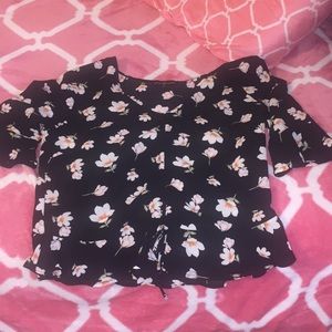 Black blouse with flowers